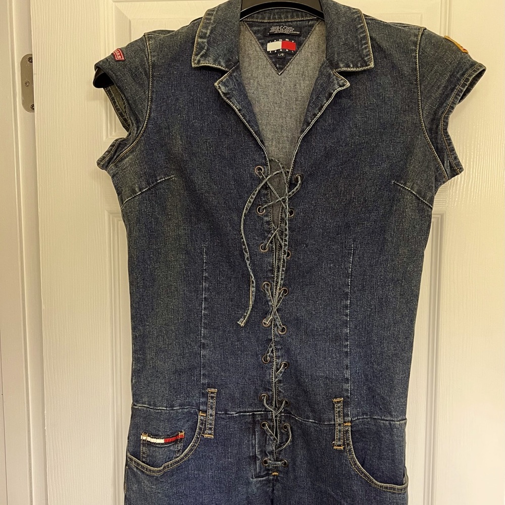 Vintage Tommy Hilfiger Lace Up Denim Jumpsuit